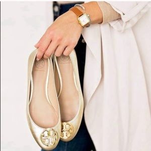 Tory Burch Claire Ballerina Flats Gold